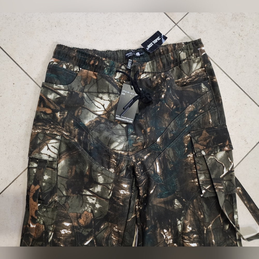American Stitch Dark Tree Camouflage Drawstring Cargo Pants Adult Size 34x30